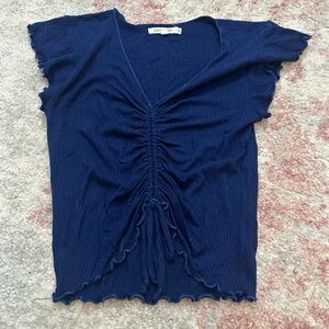 Navy Blue Tie Crop top